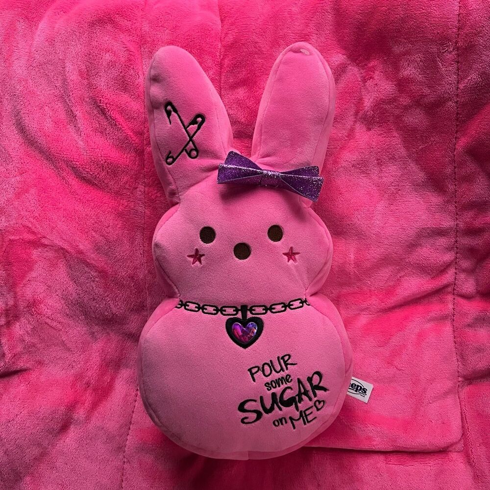 Peeps Emo Plush Bunny Pour Some Sugar on Me Pink Black Easter Alt